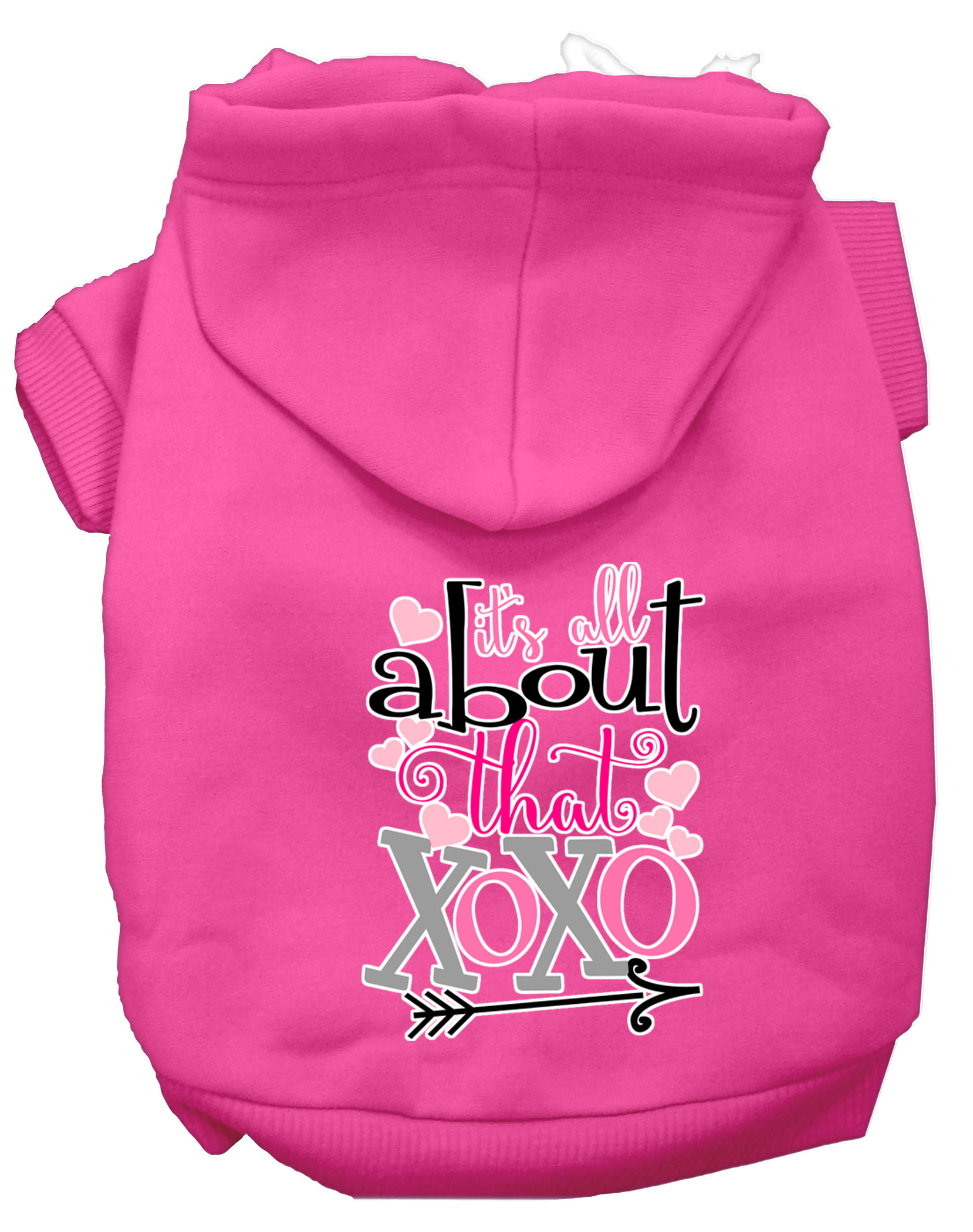 All About that XOXO Screen Print Dog Hoodie Bright Pink M